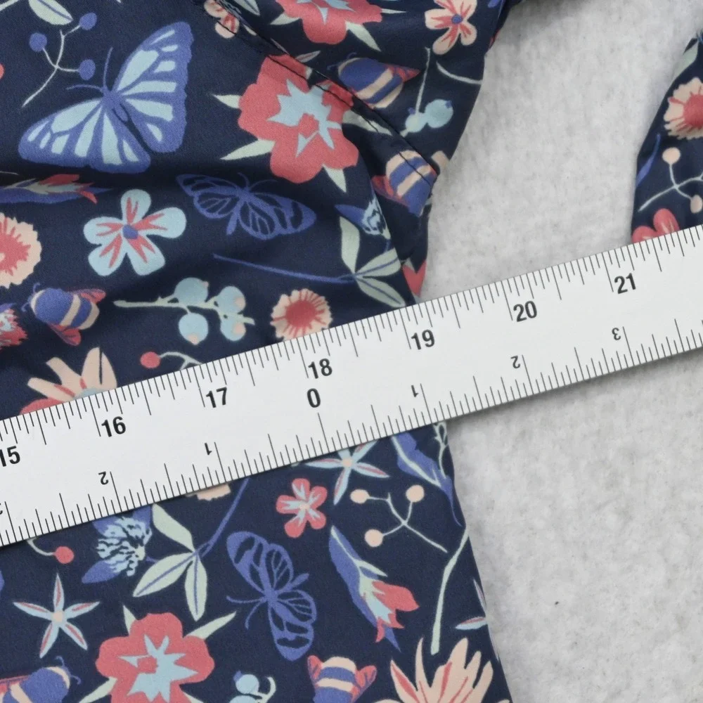 Columbia Reversible Jacket Girls XL (18/20) Navy Blue Floral Butterfly Hooded - Picture 11 of 14